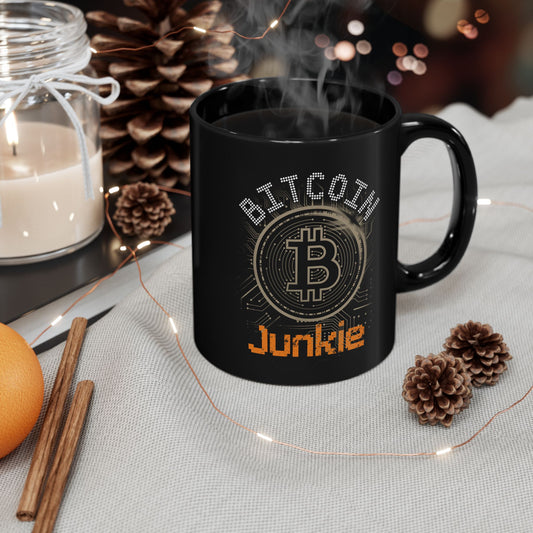 Bitcoin Junkie Black Mug