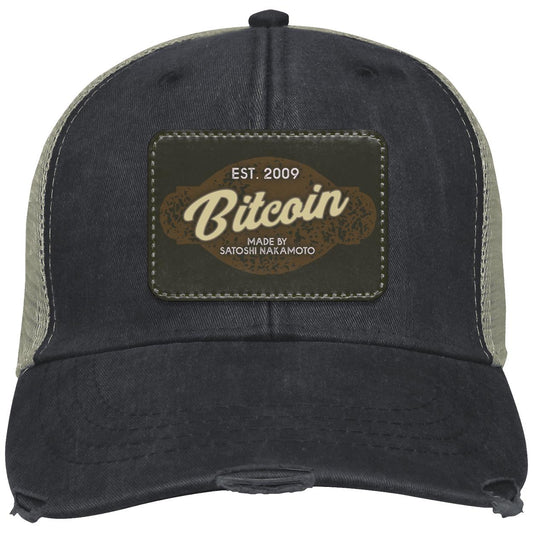 Bitcoin Est.2009 By Satoshi Nakamoto Distressed Hat