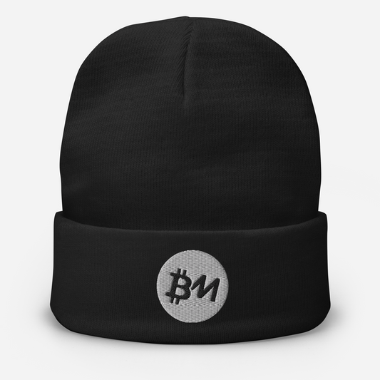 Bitcoin Mentor Embroidered Beanie White Logo