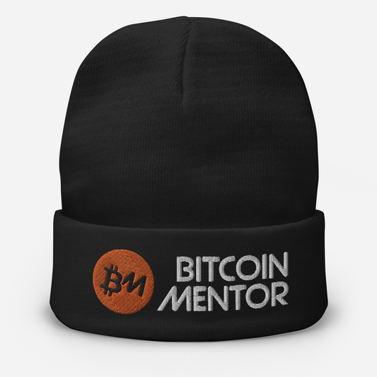 Bitcoin Mentor Brand Embroidered Black Beanie