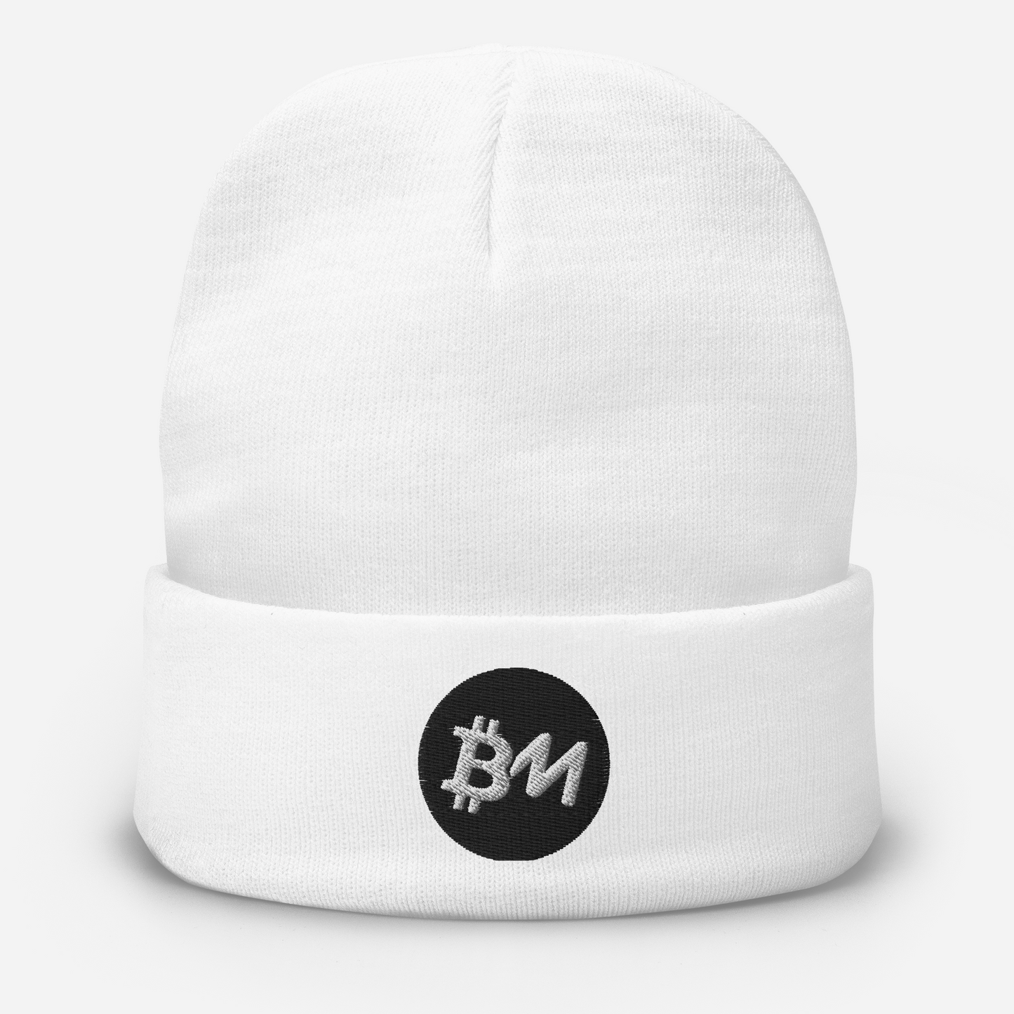 Bitcoin Mentor Embroidered White Beanie