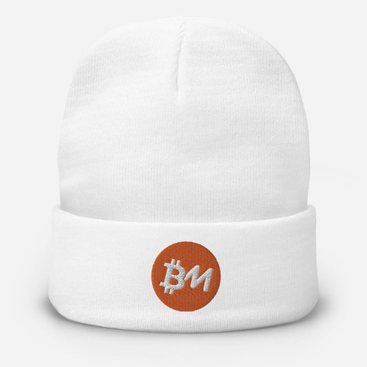 Bitcoin Mentor Embroidered Beanie White 2